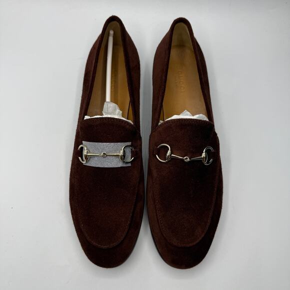 Gucci Women's Jordaan Horsebit Suede Loafers Brown Size EU 39.5 US 9.5 - Picture 1 of 13